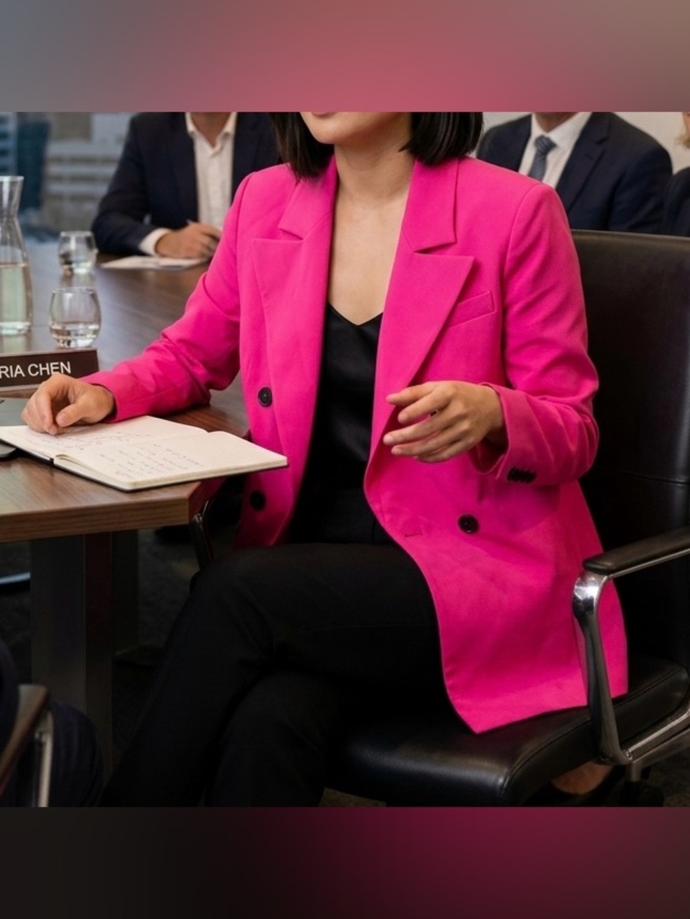 Barbiecore Women's Tailored Double Breasted Blazer Hot Pink Fuchsia Size 4